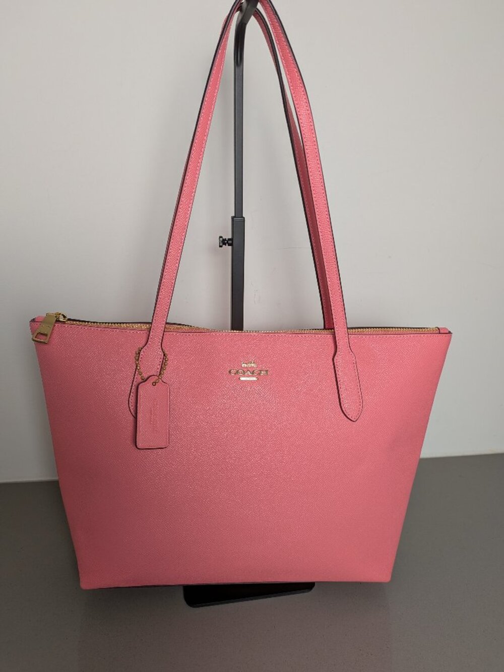 WOMENS COACH Vibrant Pink Zip-Top Tote Crossgrain Leather Brand New
